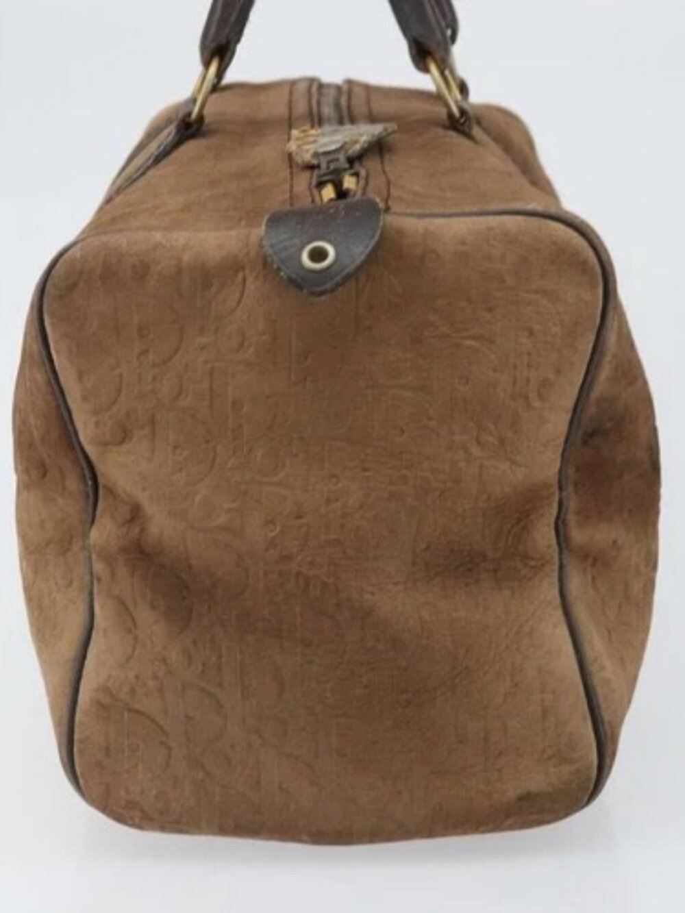 Christian Dior Trotter Canvas Hand Bag Suede Gold Brown Auth 171625 - Picture 3 of 16